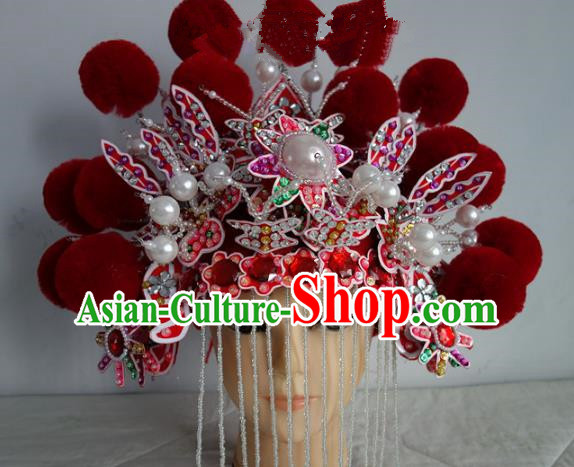 Chinese Traditional Phoenix Coronet Hair Accessories Classical Dance Beijing Opera Actress Headwear for Women