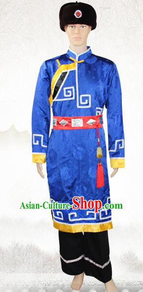 Traditional Chinese Mongol National Minority Costumes, Mongolian Ethnic Minority Embroidery Clothing for Men