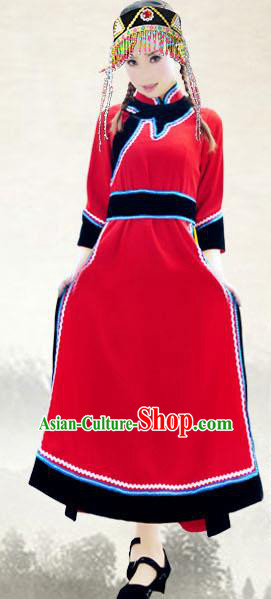 Traditional Chinese Oroqen Nationality Dance Costume, China Olunchun Ethnic Minority Clothing and Headdress for Women