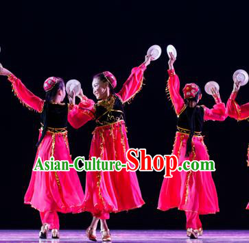 Chinese Traditional Folk Dance Ethnic Costume, Children Uyghur National Minority Classical Dance Clothing for Kids