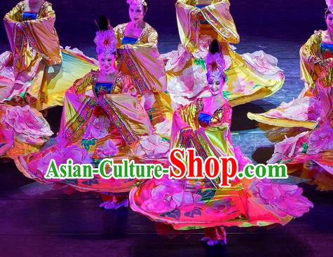 Traditional Chinese Classical Dance Costume, Folk Dance Peony Dance Clothing for Women