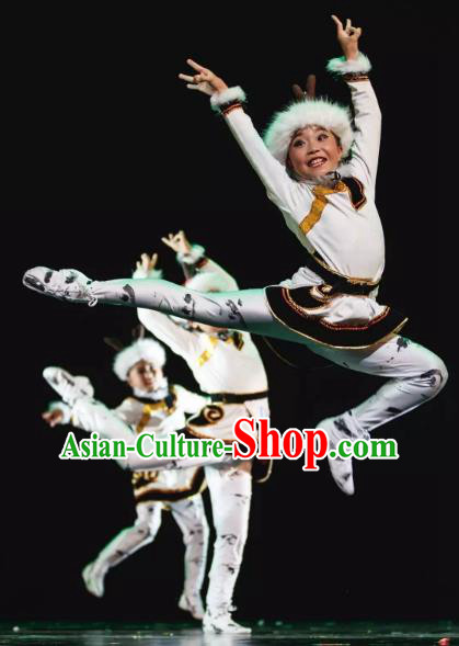 Chinese Traditional Stage Performance Costume, China Mongol Nationality Folk Dance Clothing for Children