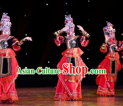 Traditional Chinese Yangko Dance Ethnic Costume, Folk Dance Miao Minority Nationality Dance Clothing for Women