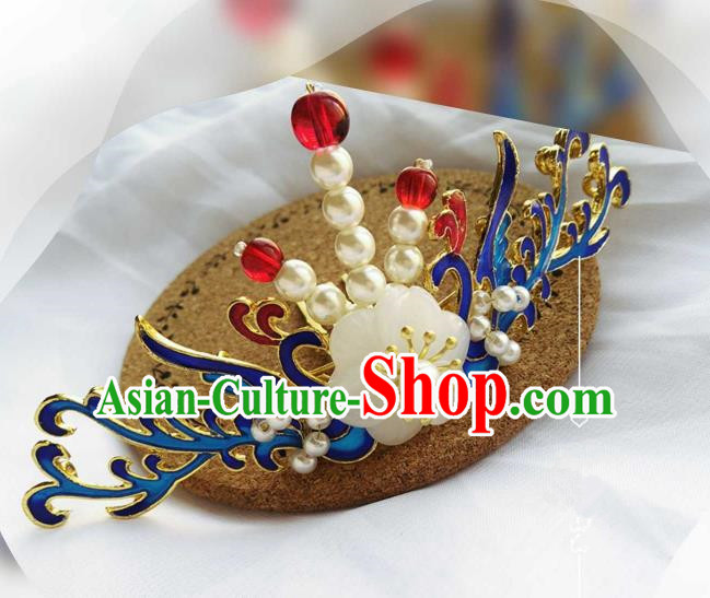 Chinese Traditional Ancient Hair Accessories Classical Blueing Hair Comb Hanfu Hairpins for Women