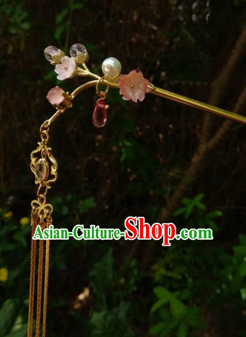 Chinese Traditional Ancient Hair Accessories Classical Brass Hairpins Hanfu Flowers Hair Clip Headwear for Women