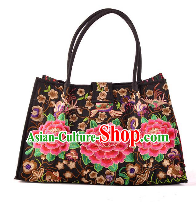 Chinese Traditional Embroidery Craft Embroidered Peony Bags Handmade Handbag for Women