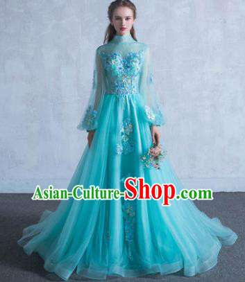 Top Grade Advanced Customization Green Veil Mullet Dress Wedding Dress Compere Bridal Full Dress for Women