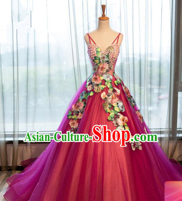Top Grade Advanced Customization Rosy Veil Mullet Dress Wedding Dress Compere Bridal Full Dress for Women
