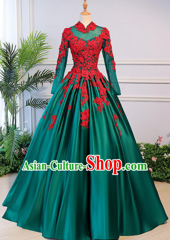 Top Grade Advanced Customization Green Evening Dress Wedding Dress Compere Bridal Full Dress for Women