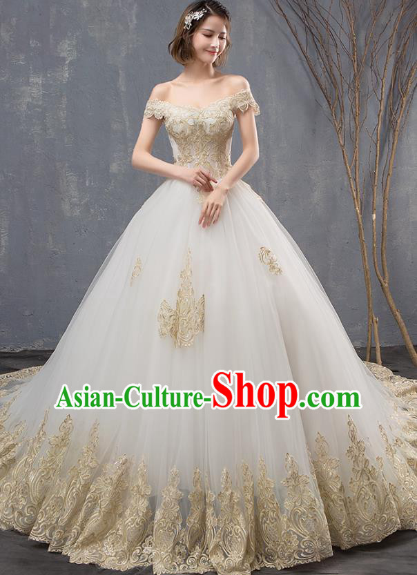 Top Grade Advanced Customization Flat Shouders Evening Dress Mullet Wedding Dress Compere Bridal Full Dress for Women