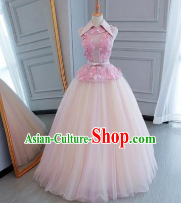 Top Grade Wedding Costume Pink Veil Evening Dress Advanced Customization Bubble Dress Compere Bridal Full Dress for Women