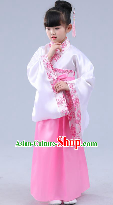 Chinese Ancient Costume Children Pink Hanfu Classical Dance Dress Stage Performance Clothing for Kids