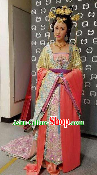 Chinese Tang Dynasty Infanta Hanfu Dress Ancient Nobility Lady Embroidered Costumes for Women