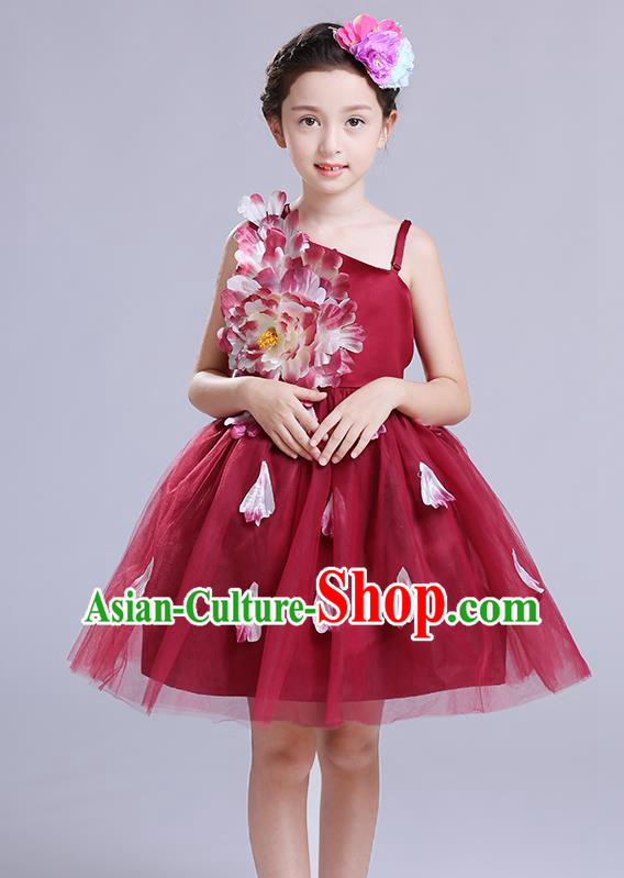 Top Grade Chorus Stage Performance Costumes Children Modern Dance Clothing Compere Veil Bubble Dress for Kids