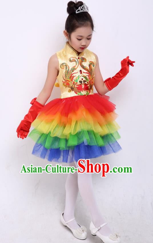 Chinese Traditional Folk Dance Costumes Chorus Dance Red Dress Children Classical Dance Clothing for Kids