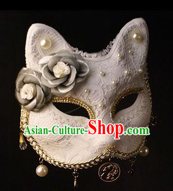 Halloween Exaggerated White Face Mask Fancy Ball Props Stage Performance Accessories Christmas Mysterious Masks