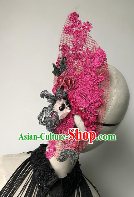 Halloween Catwalks Venice Face Mask Fancy Ball Rosy Lace Half Masks Christmas Exaggerated Feather Masks