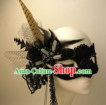 Halloween Exaggerated Black Lace Tassel Face Mask Venice Fancy Ball Props Catwalks Accessories Christmas Mysterious Masks