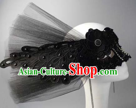 Halloween Exaggerated Queen Black Peacock Face Mask Venice Fancy Ball Props Catwalks Accessories Christmas Masks