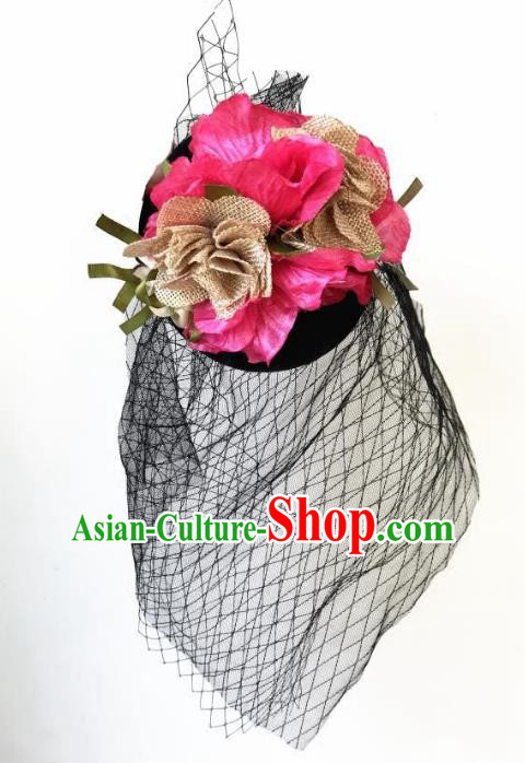 Top Grade Catwalks Hair Accessories Exaggerated Black Veil Top Hat Halloween Modern Fancywork Wedding Headwear