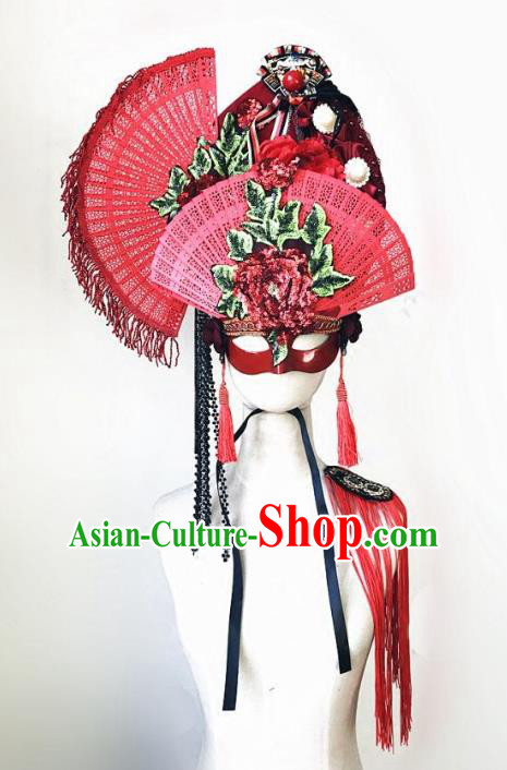 Top Grade Chinese Traditional Catwalks Hair Accessories Exaggerated Halloween Modern Fancywork Wedding Headwear