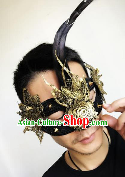 Halloween Catwalks Venice Golden Lace Face Mask Fancy Ball Props Accessories Christmas Exaggerated Masks