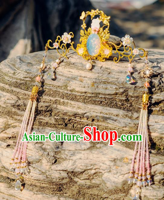 China Ancient Hair Accessories Hanfu Phoenix Coronet Step Shake Chinese Classical Tassel Hairpins for Women