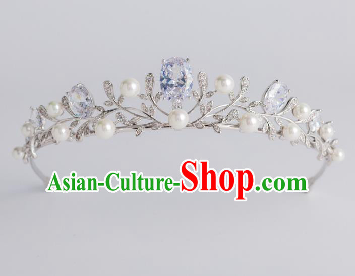 Baroque Bride Hair Accessories Classical Royal Crown Princess Zircon Pearls Imperial Crown Headwear for Women