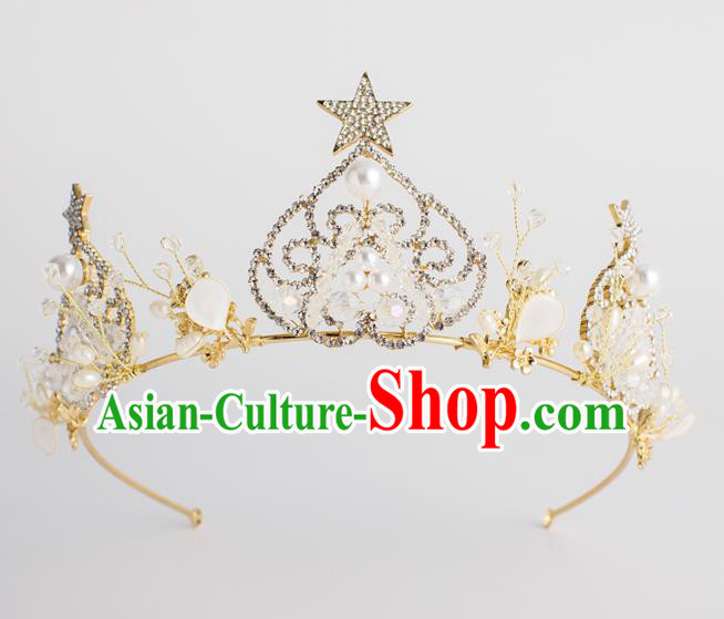 Baroque Bride Hair Accessories Pearls Royal Crown Classical Wedding Princess Imperial Crown for Women