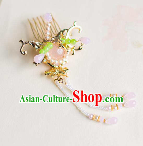 Chinese Traditional Palace Hair Accessories Tassel Hair Comb Ancient Xiuhe Suit Hairpins for Women