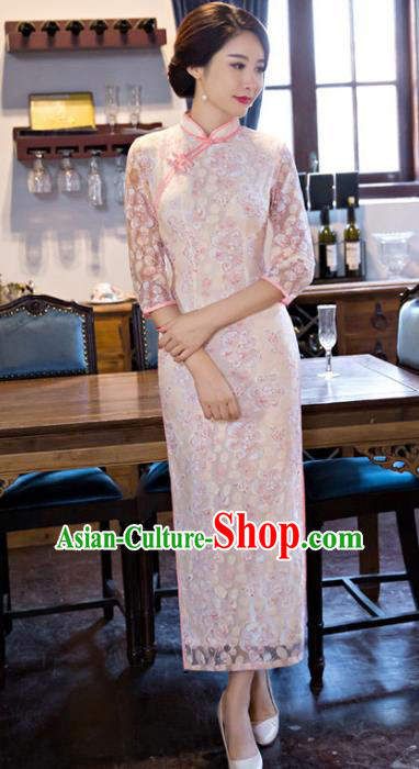 Chinese Top Grade Elegant Embroidered Qipao Dress Traditional Republic of China Tang Suit Cheongsam for Women