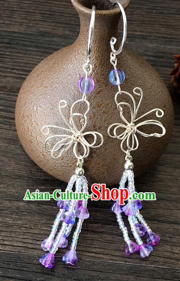 Traditional Handmade Chinese Ancient Classical Accessories Hanfu Tassel Earrings for Women