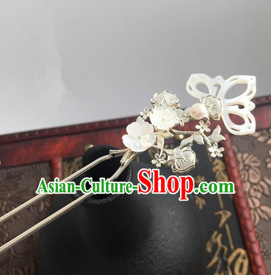 Traditional Handmade Chinese Ancient Classical Hair Accessories Hairpins Shell Lotus Hair Stick for Women