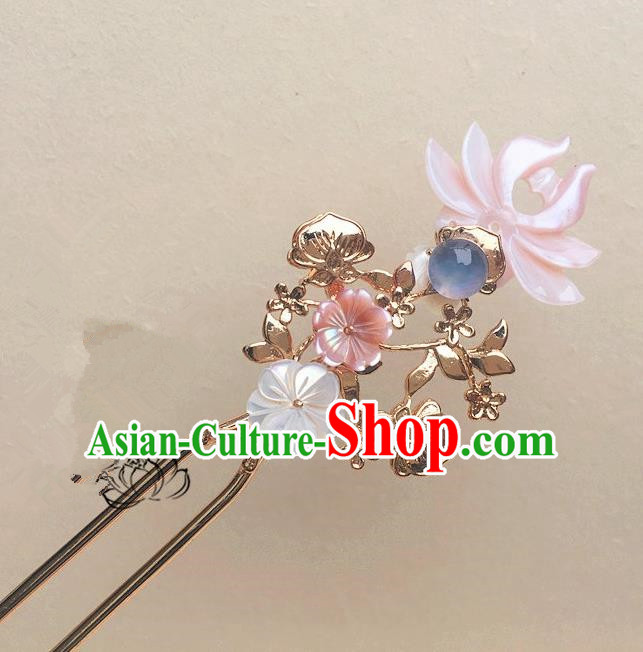 Traditional Handmade Chinese Ancient Classical Hair Accessories Pink Lotus Hair Clip Hairpins for Women