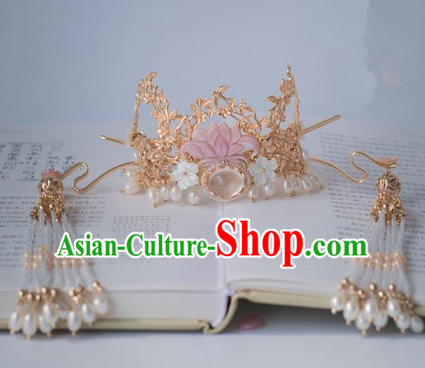 Traditional Handmade Chinese Ancient Classical Hair Accessories Phoenix Coronet Hairpins Tassel Hair Clips for Women