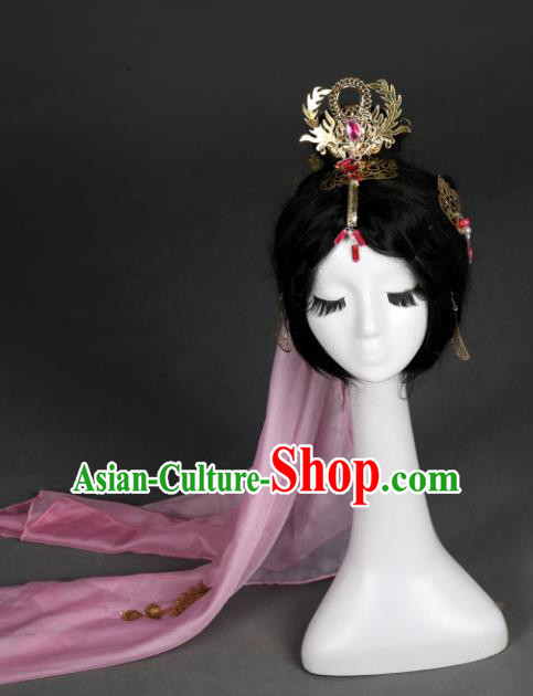 Traditional Handmade Chinese Hair Accessories Ancient Swordswoman Hairpins Veil Headwear for Women