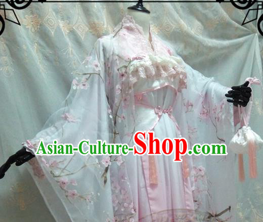 Chinese Ancient Cosplay Palace Lady Pink Hanfu Dress Tang Dynasty Princess Embroidered Costume for Women