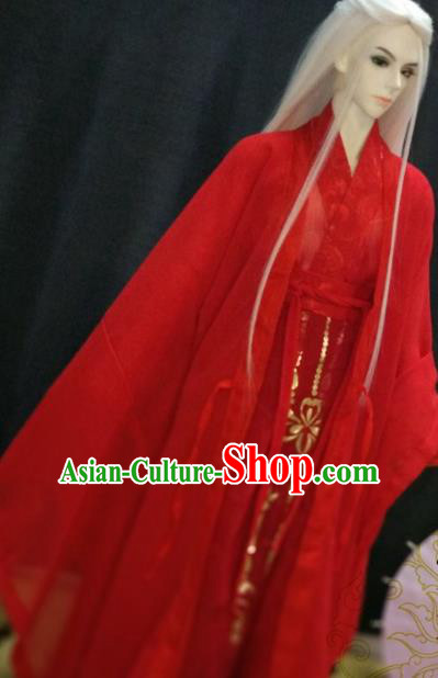 Chinese Ancient Nobility Childe Red Costume Cosplay Swordsman Royal Highness Clothing for Men