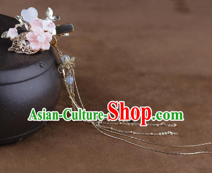 Chinese Traditional Handmade Hair Accessories Ancient Moon Hairpins Hanfu Tassel Hair Claw for Women