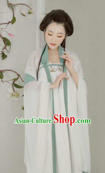 Chinese Ancient Imperial Concubine Hanfu Dress Traditional Tang Dynasty Princess Embroidered Costume and Hairpins for Women