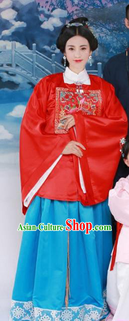 Traditional Chinese Ming Dynasty Imperial Consort Hanfu Dress Ancient Palace Lady Costume and Headpiece for Women