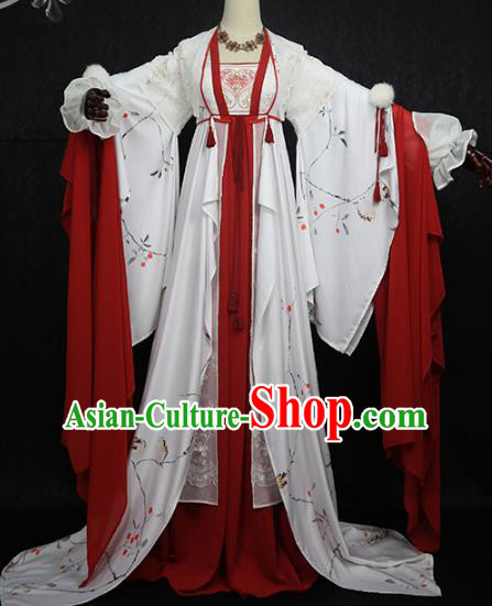 Chinese Ancient Cosplay Princess Costume Tang Dynasty Court Lady Embroidered Hanfu Dress for Women