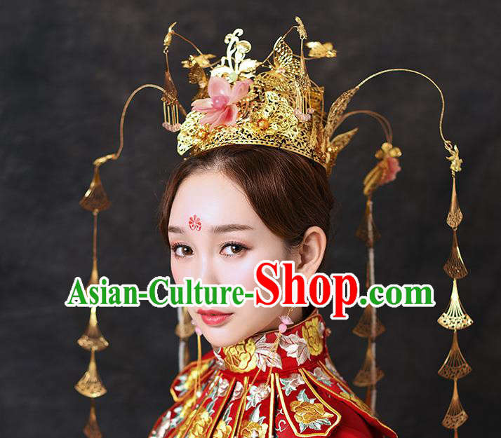 Chinese Traditional Handmade Queen Phoenix Coronet Hair Accessories Ancient Hairpins Complete Set for Women