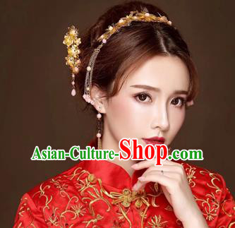 Chinese Traditional Handmade Bride Xiuhe Suit Hair Accessories Tassel Step Shake Ancient Hairpins Complete Set for Women