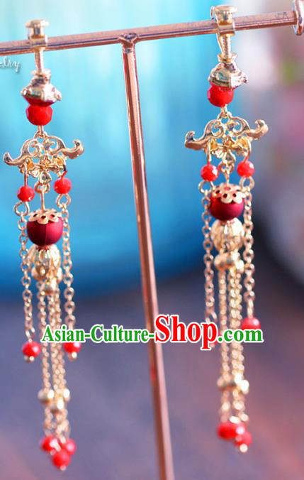 Top Grade Handmade Jewelry Accessories Chinese Ancient Bride Tassel Earrings for Women