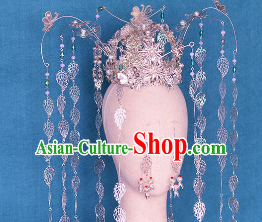 Chinese Ancient Handmade Palace Argent Phoenix Coronet Hair Accessories Traditional Hairpins for Women