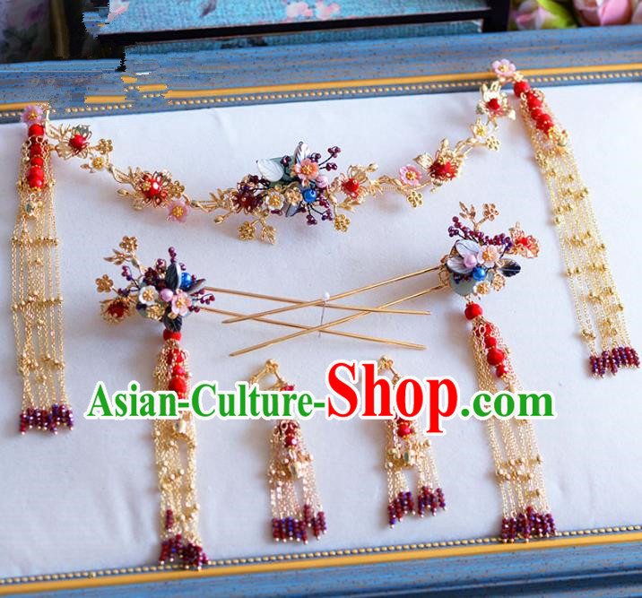 Chinese Ancient Handmade Palace Hair Accessories Hair Clasp Traditional Hairpins Complete Set for Women