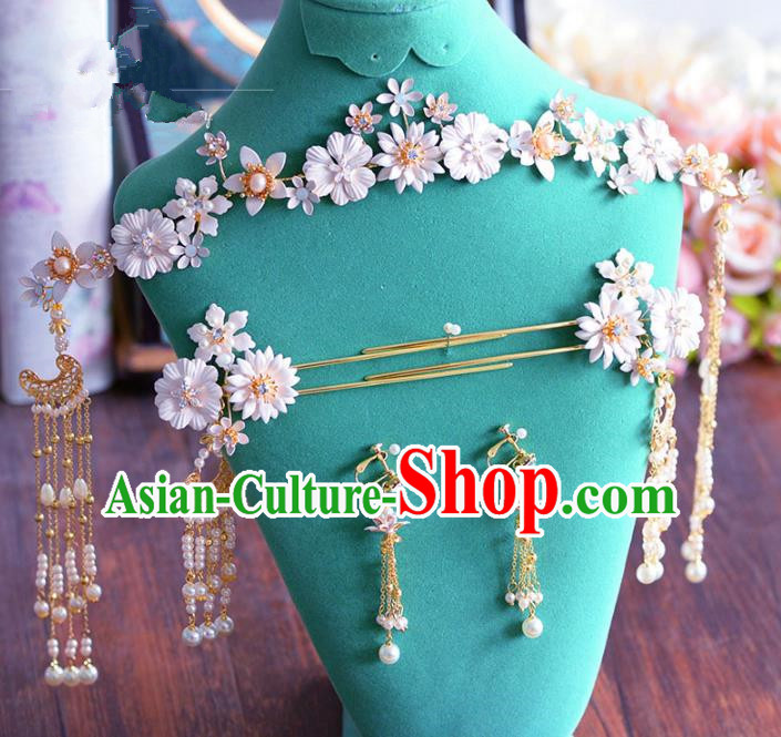 Chinese Ancient Handmade Palace Hair Accessories Flowers Hair Clasp Traditional Hairpins Complete Set for Women