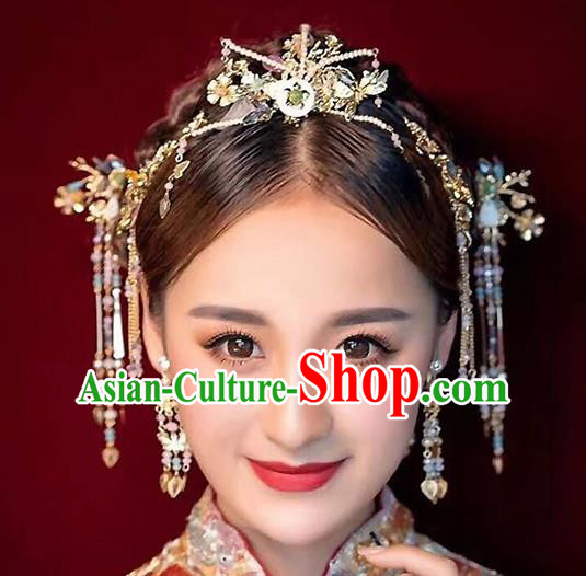 Ancient Chinese Handmade Beads Hair Clips Traditional Hair Accessories Xiuhe Suit Hairpins for Women