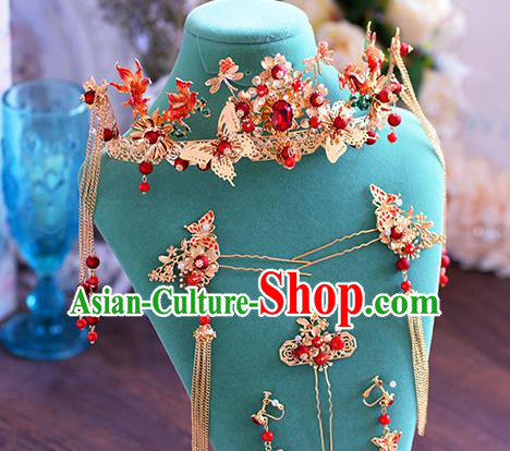 Ancient Chinese Handmade Hair Accessories Xiuhe Suit Bride Hair Clasp Hairpins Complete Set for Women